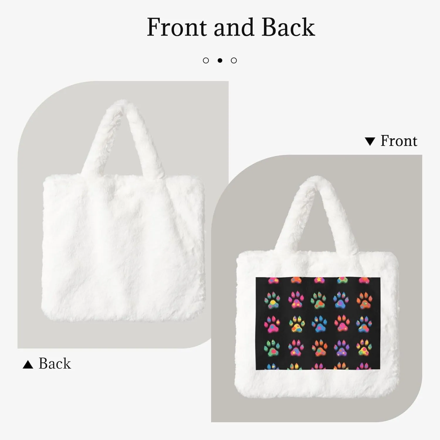 Tote Bag for Women Soft Winter Fluffy Fuzzy Furry Plush Top Handle Purse and Handbag