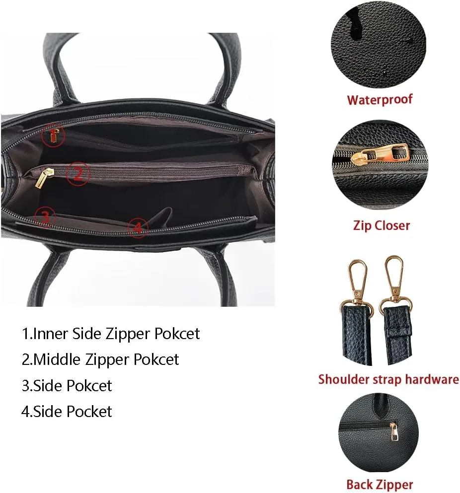 Tote Bag for Women With Zipper waterproof Leather Handbags Multi Pocket Purses Shoulder Bags Crossbody Bag Medium Purses