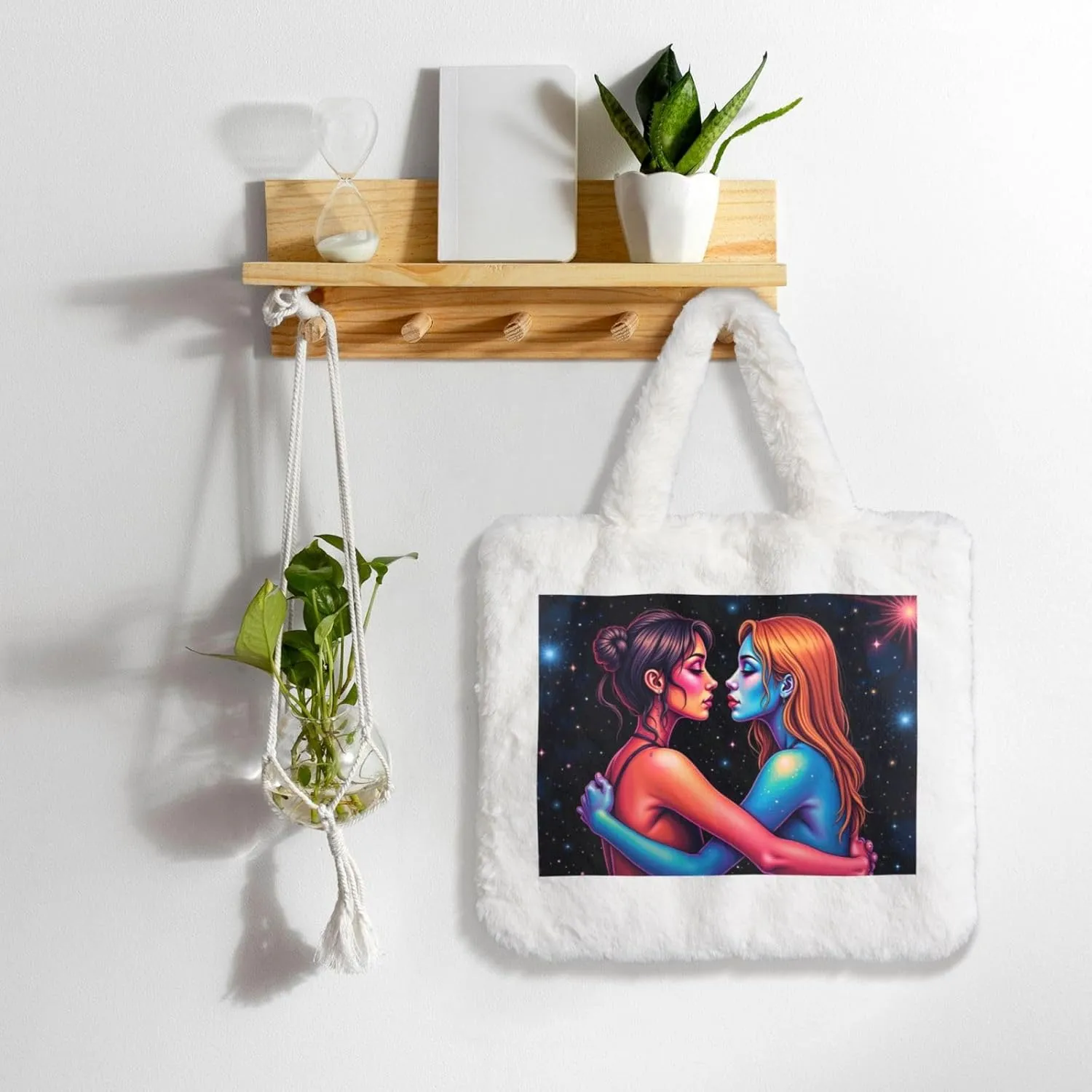 Tote Bag Shoulder Bag Flannel Faux Fur Tote Bag Handbag Fuzzy Bag White Tote Bag Purse