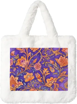 Tote Bag Shoulder Bag Flannel Faux Fur Tote Bag Handbag Fuzzy Bag White Tote Bag Purse