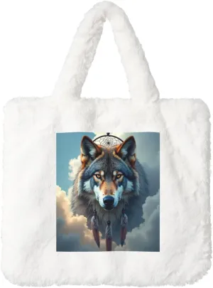 Tote Bag Shoulder Bag Flannel Faux Fur Tote Bag Handbag Fuzzy Bag White Tote Bag Purse