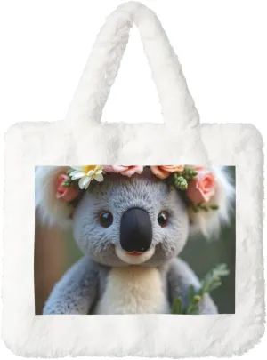 Tote Bag Shoulder Bag Flannel Faux Fur Tote Bag Handbag Fuzzy Bag White Tote Bag Purse