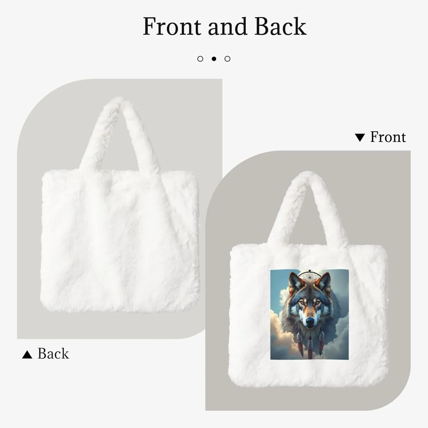 Tote Bag Shoulder Bag Flannel Faux Fur Tote Bag Handbag Fuzzy Bag White Tote Bag Purse