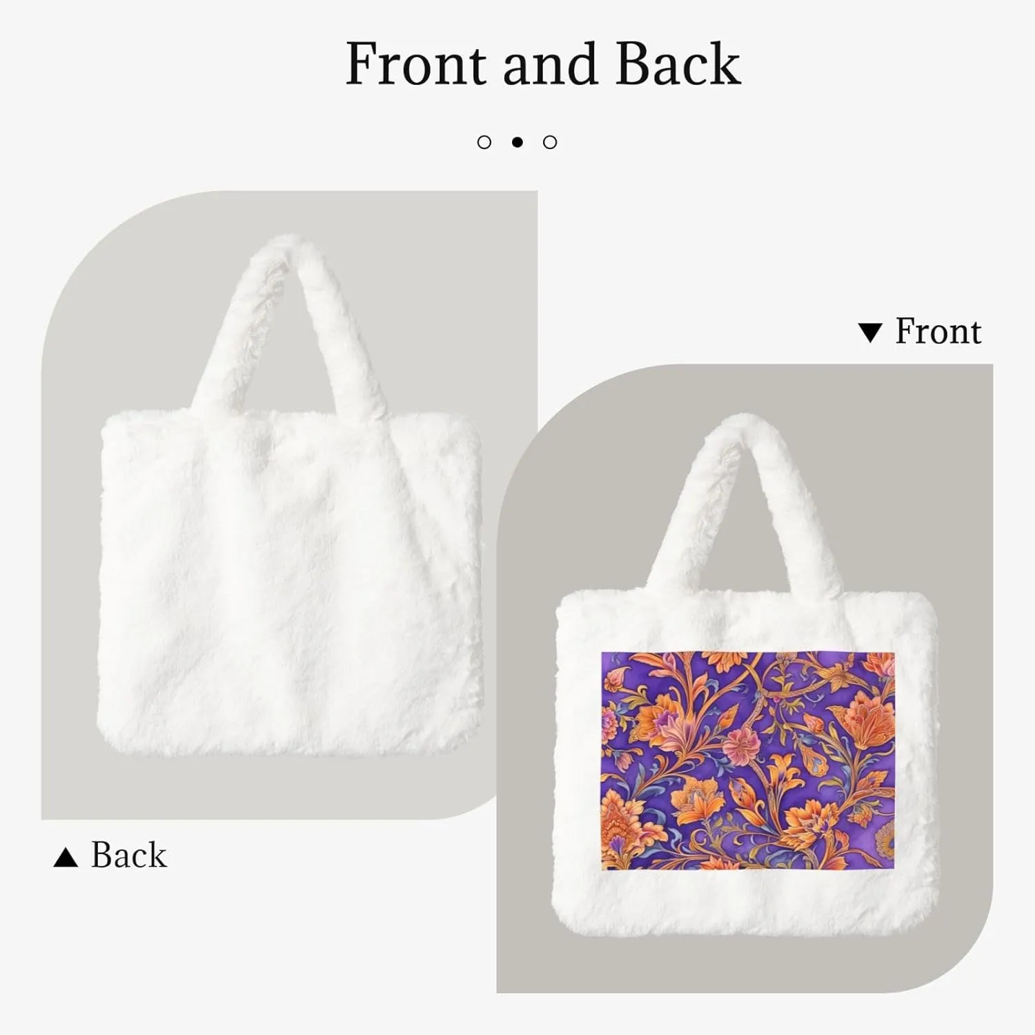 Tote Bag Shoulder Bag Flannel Faux Fur Tote Bag Handbag Fuzzy Bag White Tote Bag Purse
