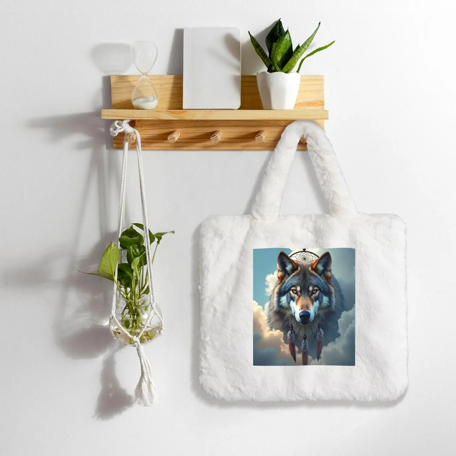 Tote Bag Shoulder Bag Flannel Faux Fur Tote Bag Handbag Fuzzy Bag White Tote Bag Purse