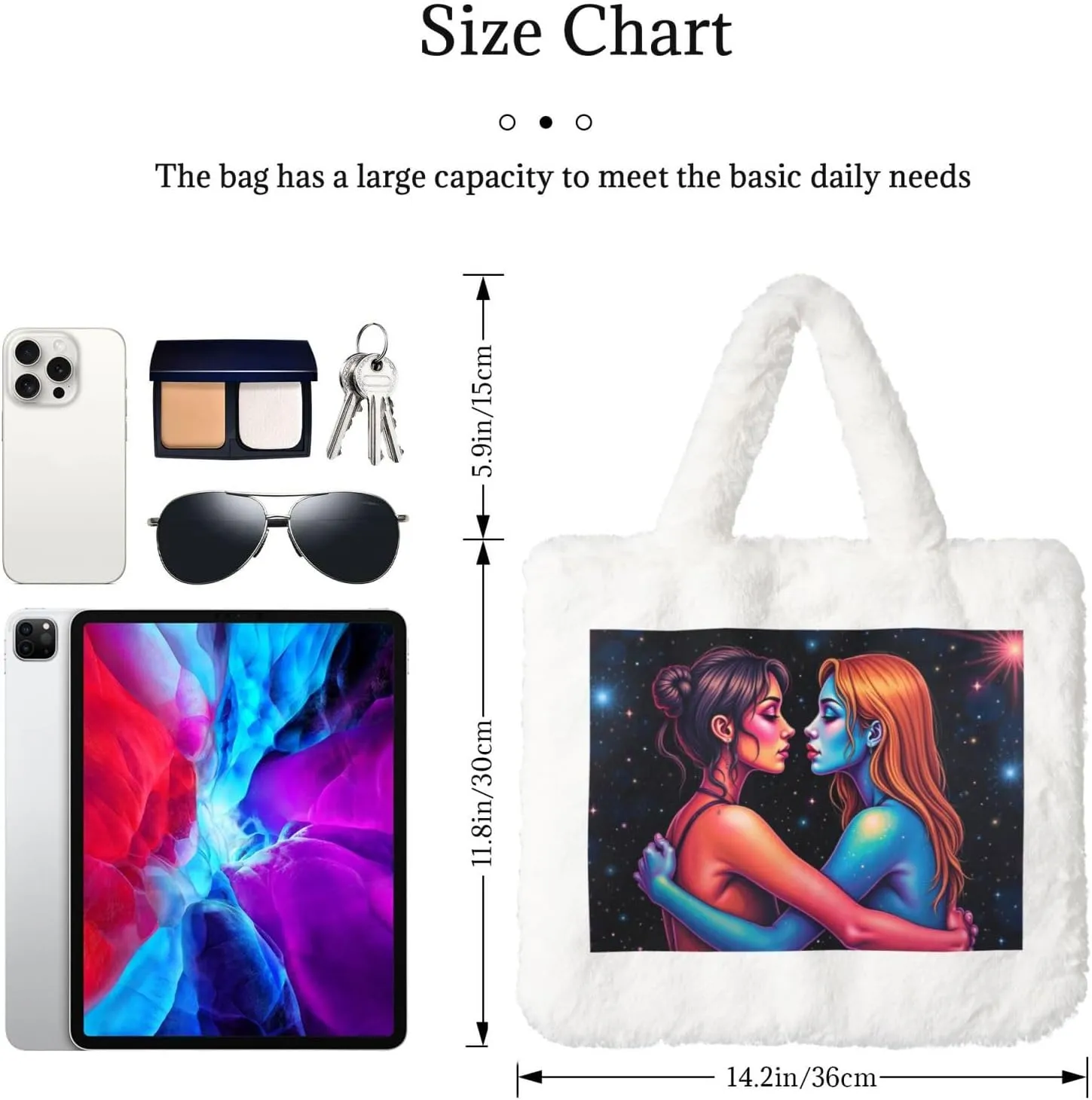 Tote Bag Shoulder Bag Flannel Faux Fur Tote Bag Handbag Fuzzy Bag White Tote Bag Purse
