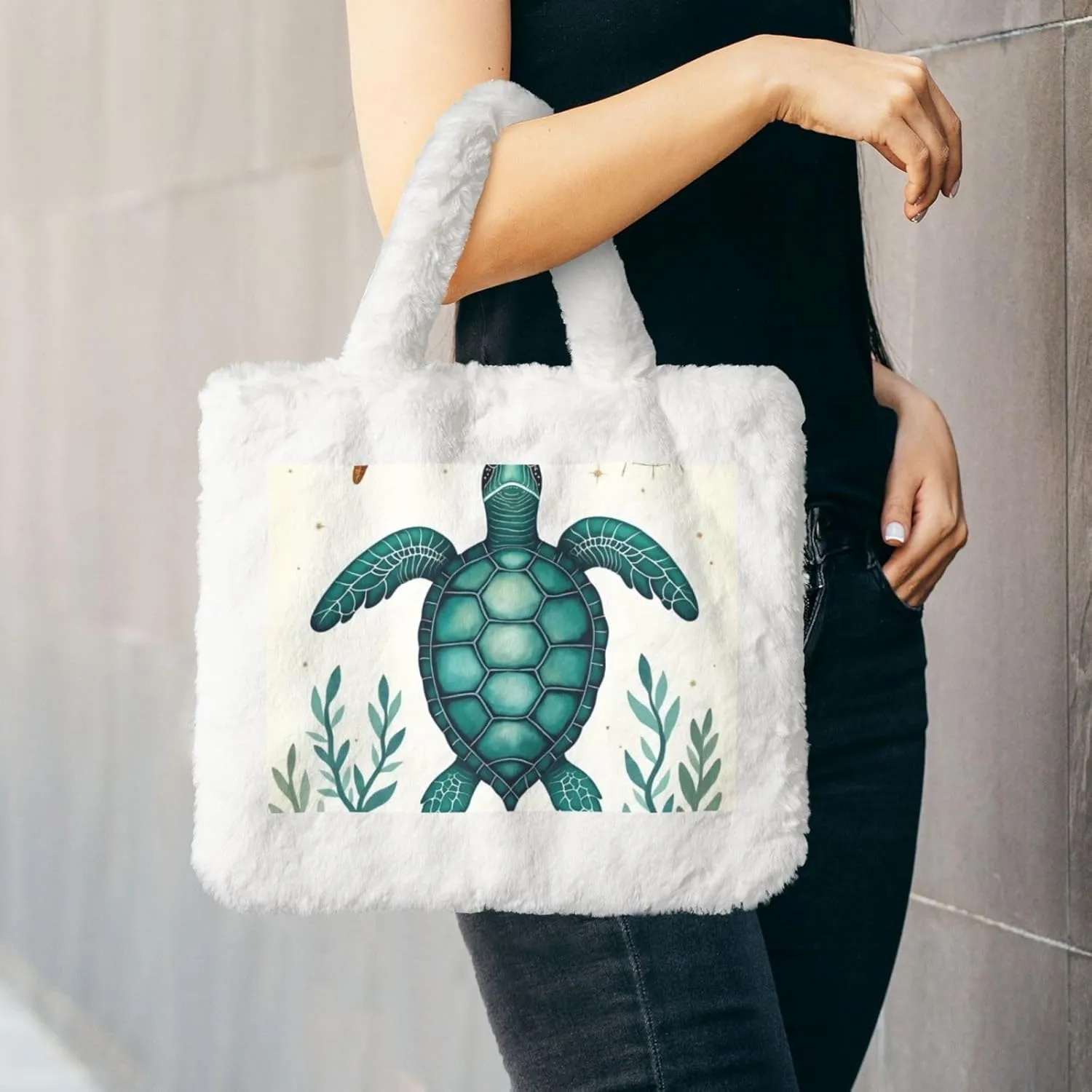 Tote Bag Shoulder Bag Flannel Faux Fur Tote Bag Handbag Fuzzy Bag White Tote Bag Purse