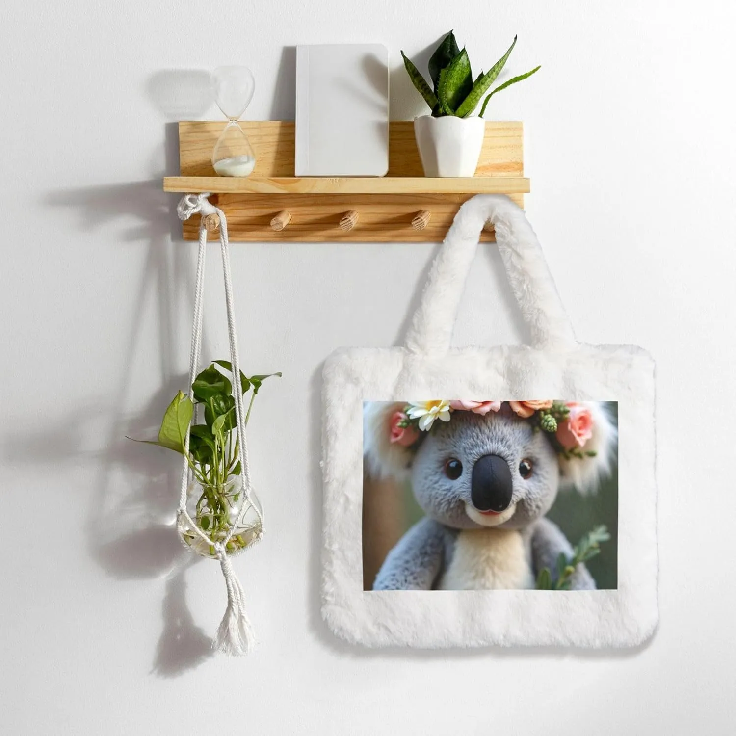 Tote Bag Shoulder Bag Flannel Faux Fur Tote Bag Handbag Fuzzy Bag White Tote Bag Purse