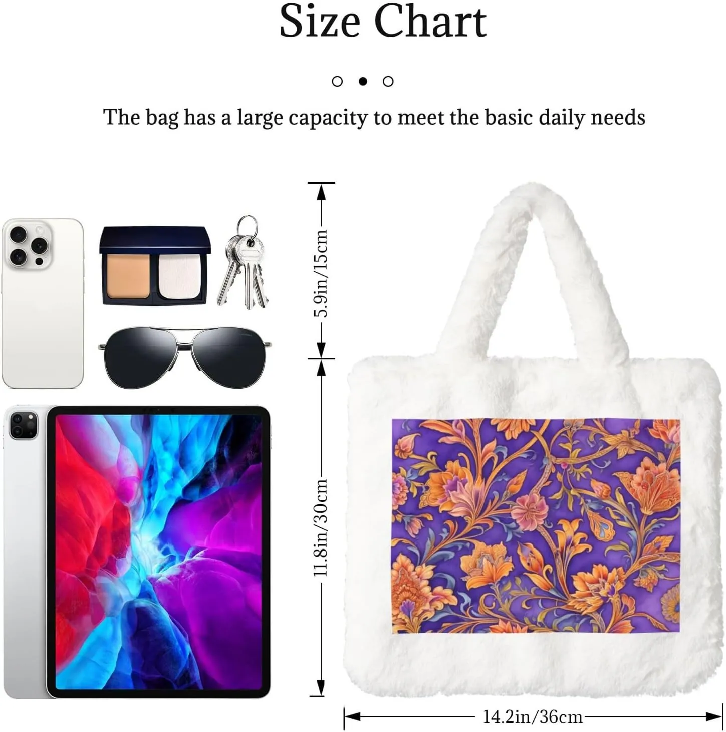 Tote Bag Shoulder Bag Flannel Faux Fur Tote Bag Handbag Fuzzy Bag White Tote Bag Purse