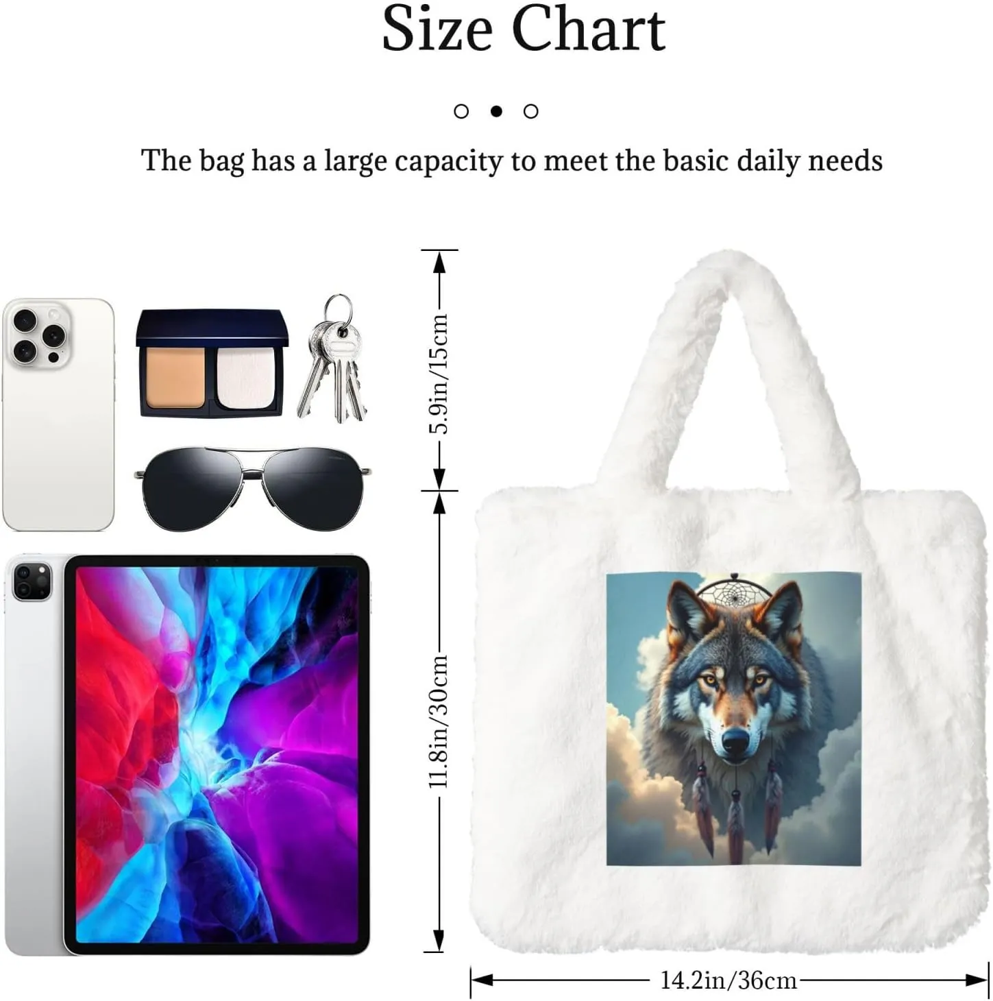 Tote Bag Shoulder Bag Flannel Faux Fur Tote Bag Handbag Fuzzy Bag White Tote Bag Purse