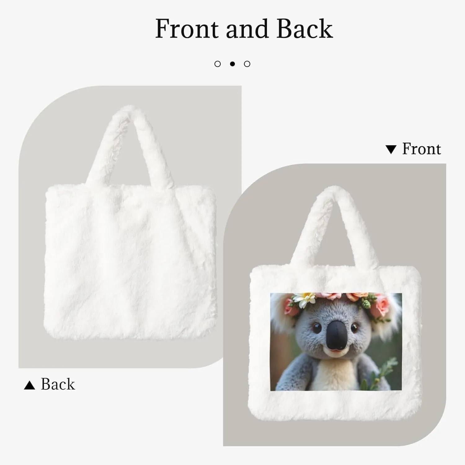 Tote Bag Shoulder Bag Flannel Faux Fur Tote Bag Handbag Fuzzy Bag White Tote Bag Purse
