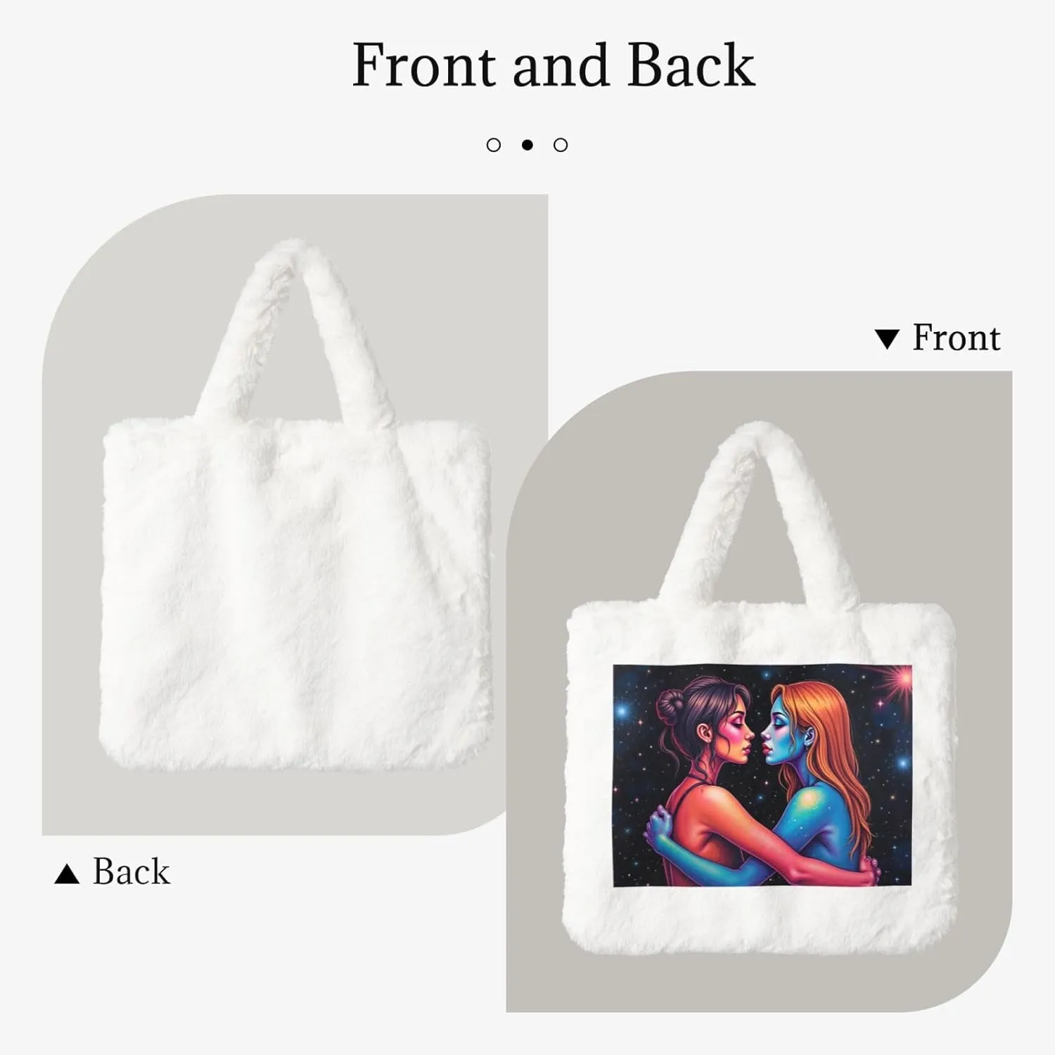 Tote Bag Shoulder Bag Flannel Faux Fur Tote Bag Handbag Fuzzy Bag White Tote Bag Purse