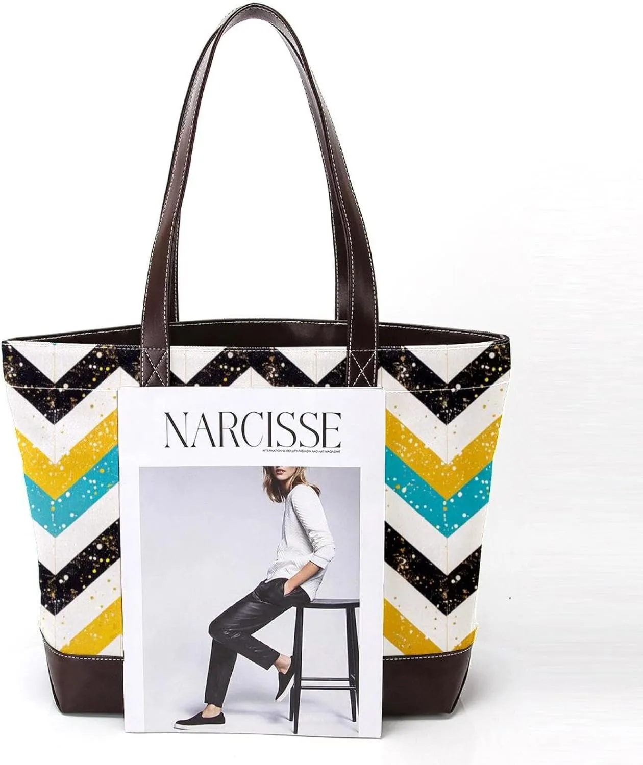 Tote Bags, Large Tote Bag, Women's Tote Handbags, Modern Blue Art Basketball Pattern, Womens Tote Bags for Work