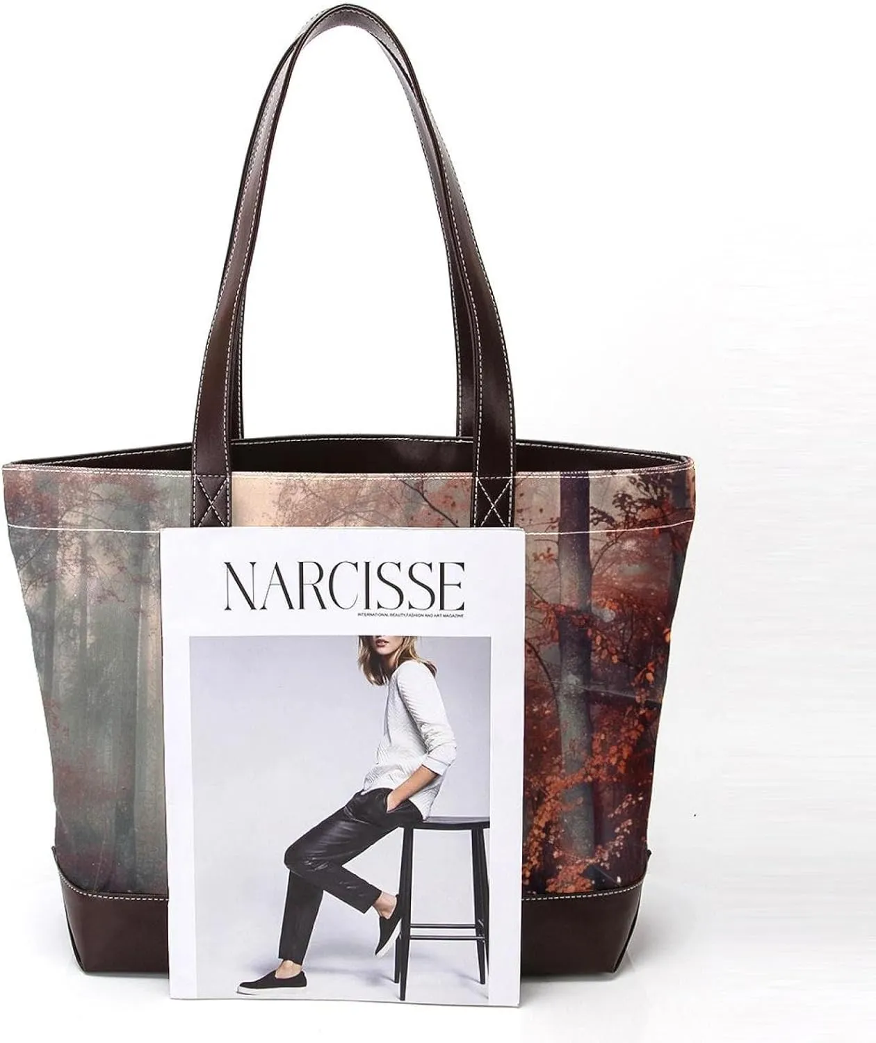 Tote Bags, Large Tote Bags for Women, Tote Bag with Zipper, Landscape Autumn Forest Path, Tote Bags Women