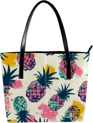 Tote Bags, Large Tote Bags for Women, Women's Tote Handbags, Tropical Pineapple Plam Leaves, Tote Bags for Women