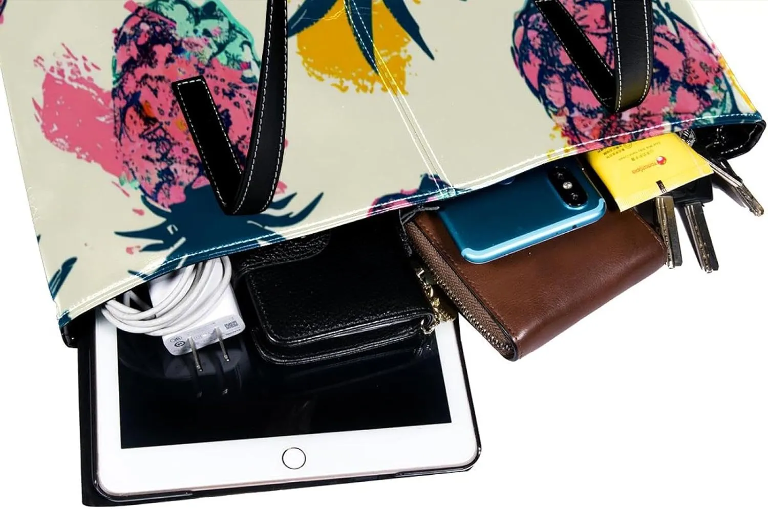 Tote Bags, Large Tote Bags for Women, Women's Tote Handbags, Tropical Pineapple Plam Leaves, Tote Bags for Women