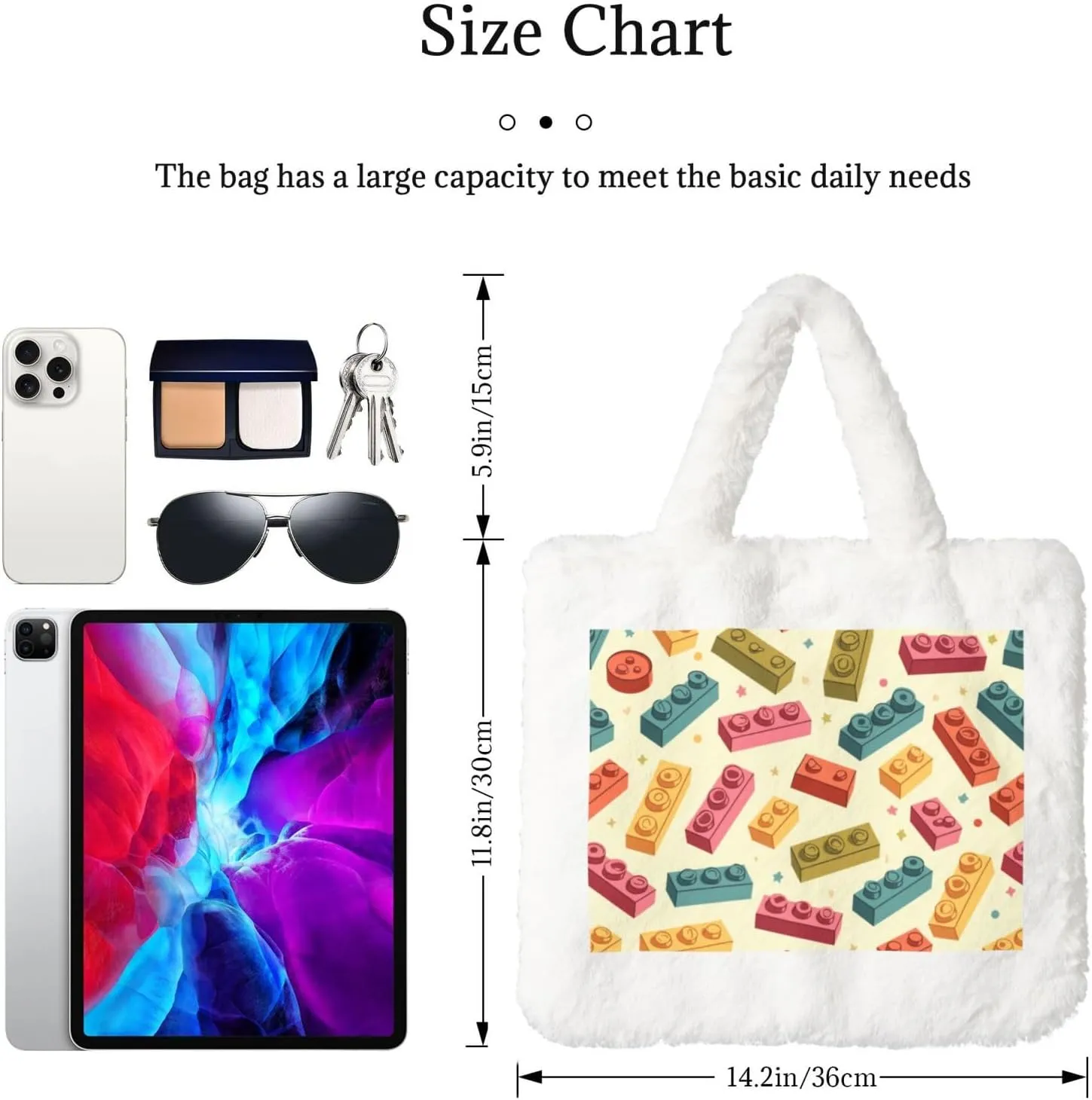 Tote Fluffy Bag Faux Fur Purses for Women Plush Handbag Cute Purse for Autumn Winter
