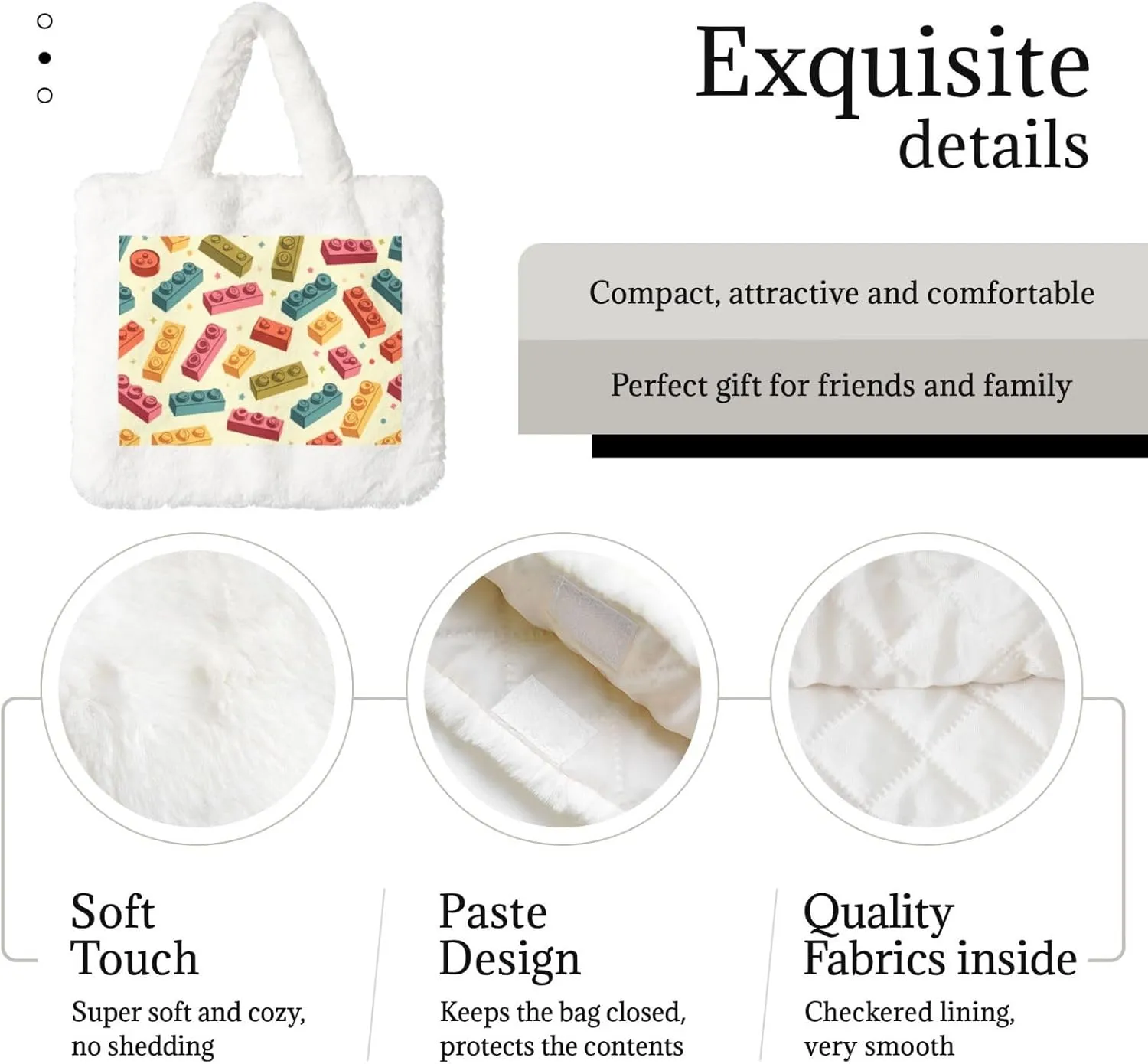 Tote Fluffy Bag Faux Fur Purses for Women Plush Handbag Cute Purse for Autumn Winter
