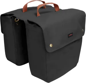 TOURBON Double Cycling Bike Bicycle Pannier Bags for Rear Rack (Water-resistant Canvas, Roll-up) (Black)
