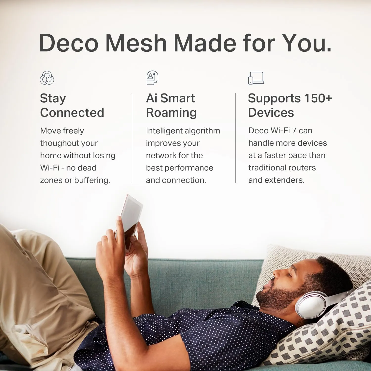 TP-Link Dual-Band BE3600 WiFi 7 Mesh Wi-Fi System (Deco BE23) | 4-Stream 3.6 Gbps | 160 Mhz Channels | Covers up to 6,500 Sq.Ft | 2× 2.5G Ports Wired Backhaul | VPN,MLO,AI-Roaming, HomeShield (3-Pack)