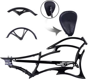 Tracer Raider 26" Stretch Chopper Cruiser Steel Frame 1/7 Speed, Disc and Coaster Brake Compatible, Includes Fender, Saddle