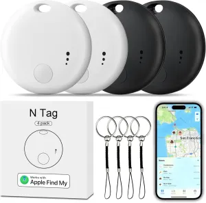 Tracker Tag 4 Packs Bluetooth Tracker, Smart Tag Locator Tracking Device, Keys Finder and Item Locator,Air Tracker Item Finders with Find My(iOS Only) Track Your Keys,Wallet,Luggage,Pets and Bag