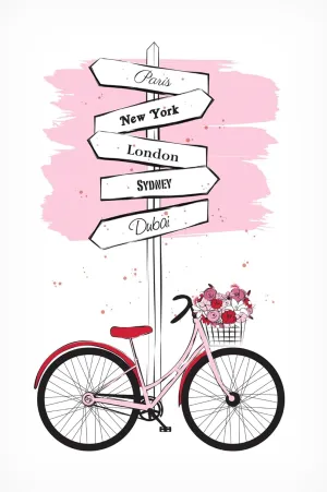 Trademark Fine Art Canvas Wall Art - Martina 'Bike Travels' Wall Art for Living Room, Bedroom, or Office Décor