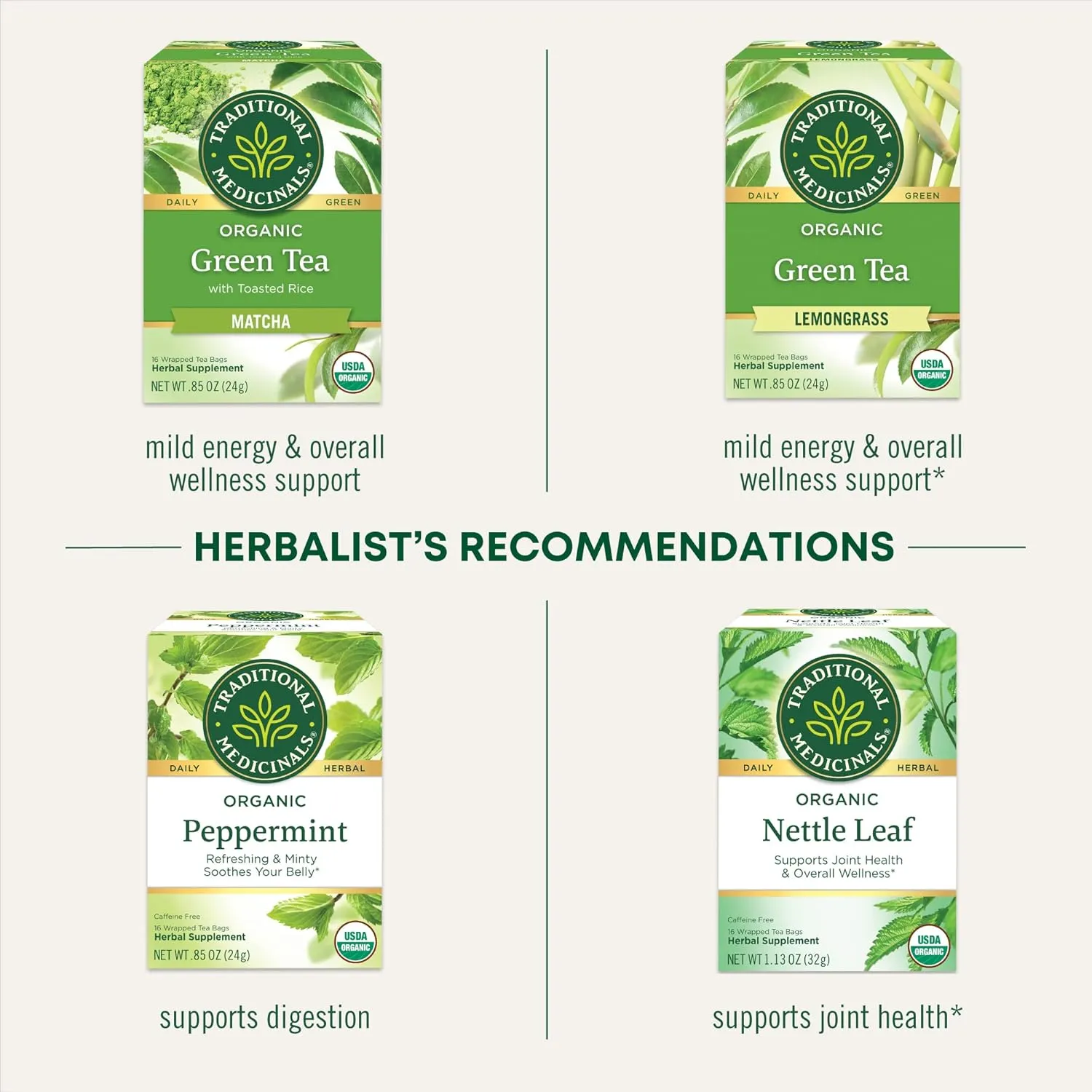 Traditional Medicinals Tea, Organic Green Tea Ginger, Promotes Healthy Digestion, 96 Tea Bags (6 Pack)