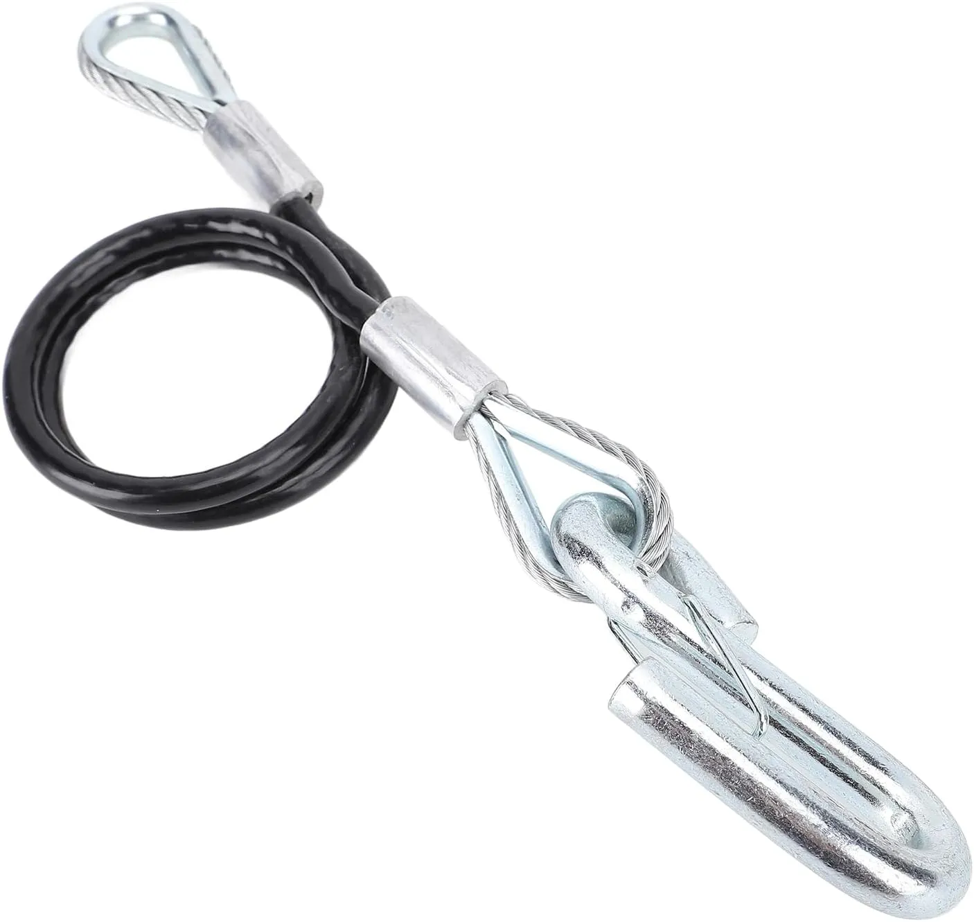 Trailer Safety Cable with S Hook 3500lbs Load Bearing Adjustable Spring Rope for RV (With One S Hook)