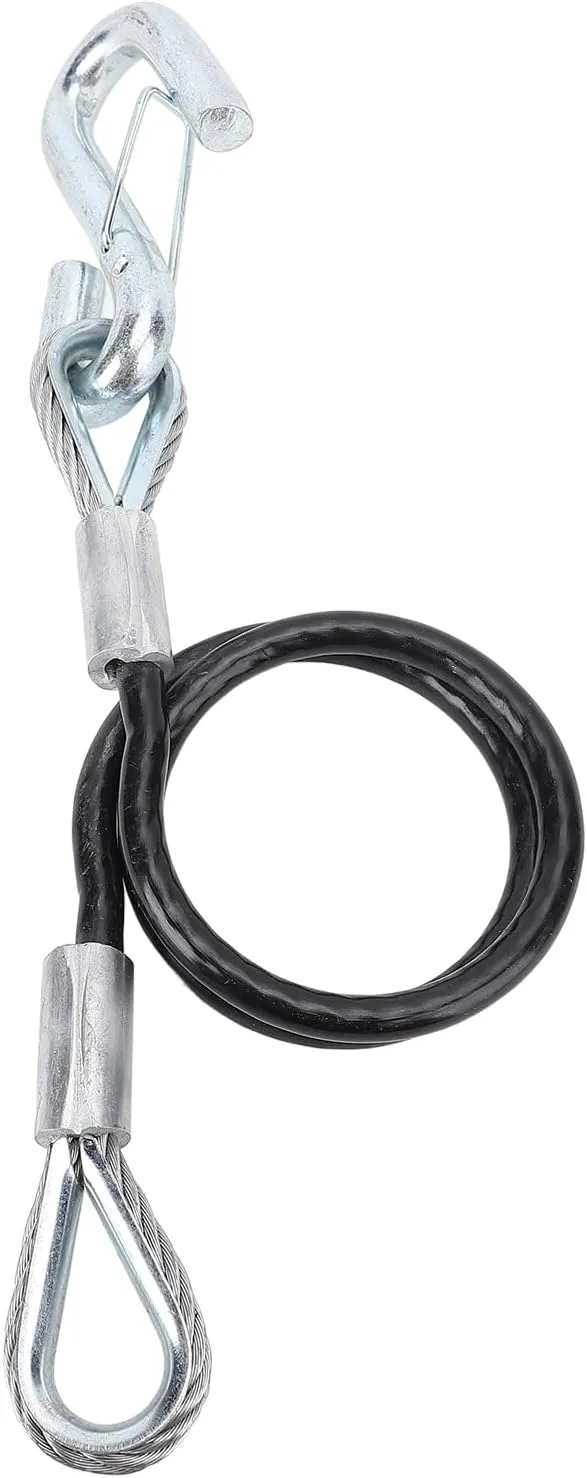 Trailer Safety Chain Cable,Trailer Safety Towing Cable with S Hook 3500lbs Load Bearing 27.6in Maximum Extension Length Spring Towing Rope for RV