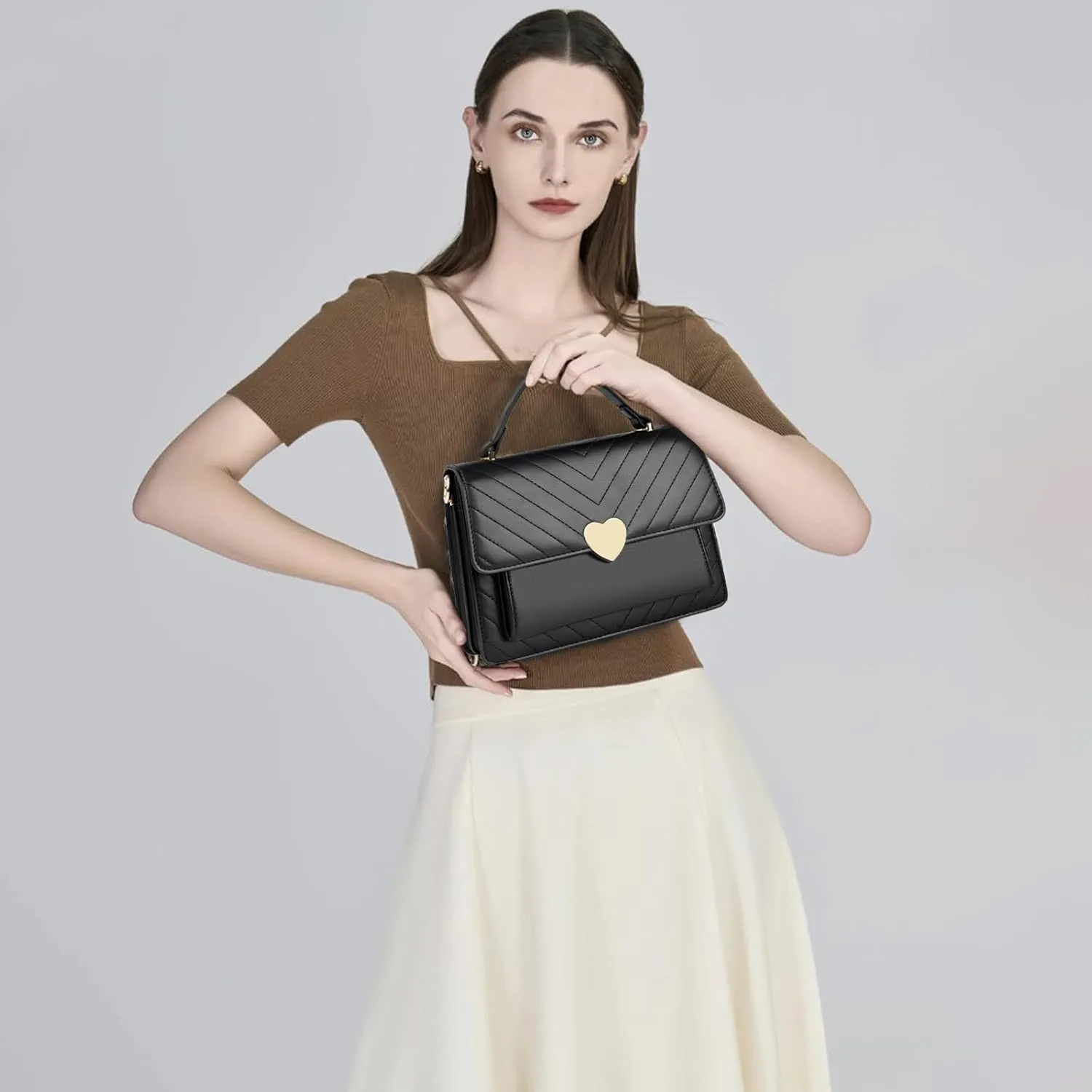 Travistar Crossbody Bags for Women - Small Cross Body Purse Leather Top-handle Handbags Trendy Shoulder Bag Satchel Purses