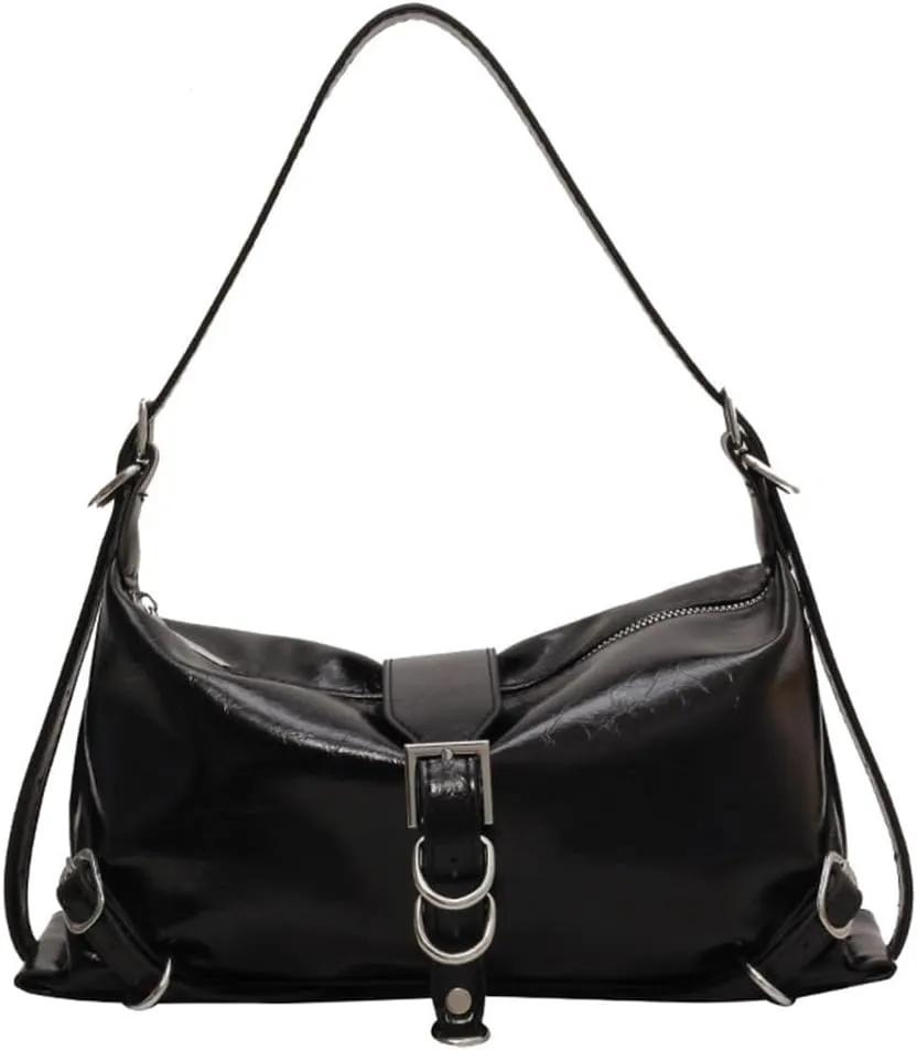 Trendy Korean Motorcycle Bag for Women Stylish Underarm Shoulder Bags PU Handbag