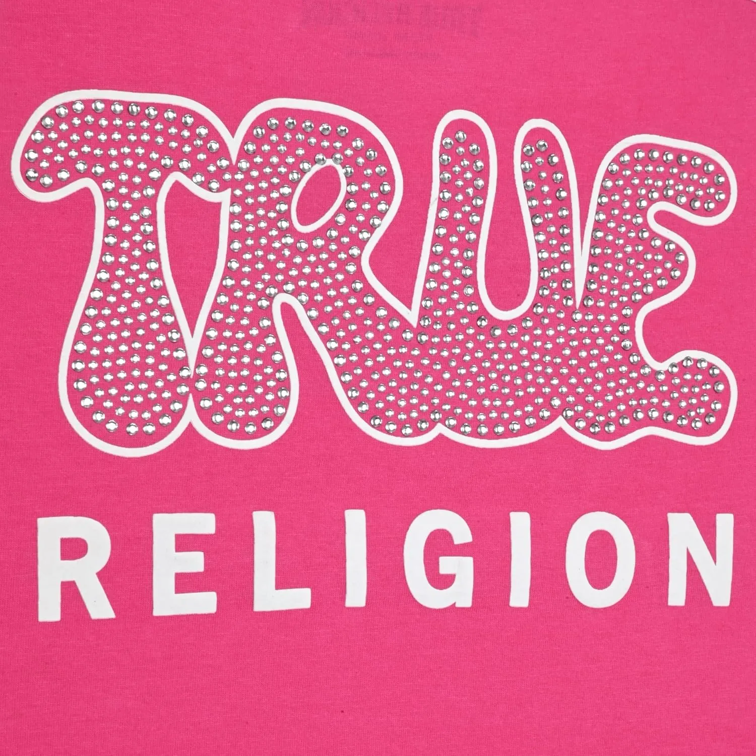 True Religion Girls Short Sleeve Tee Shirt with Embelishments - Soft and Comfortable Girls T-Shirts