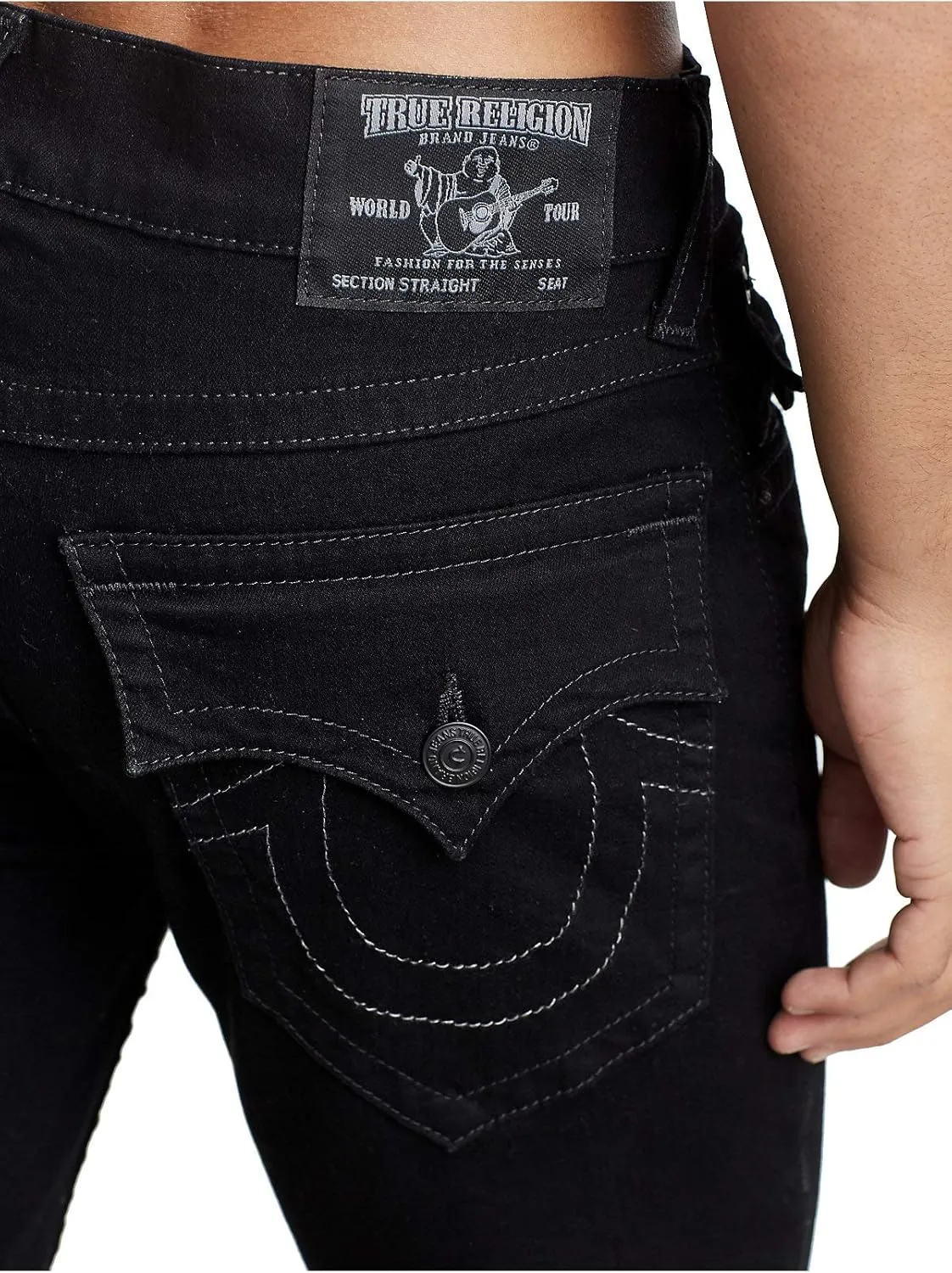 True Religion Men's Ricky Low Rise Straight Leg Jean with Back Flap Pockets