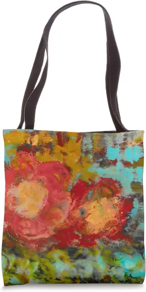 Turquoise Blue Garden Art | Eclectic Decor | Floral Artwork Tote Bag