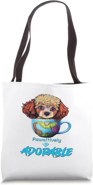 Turquoise Cup Poodle - A Pawfectly Cute Design Tote Bag