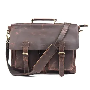 TUZECH Genuine Leather Bag Handmade Rustic Cross Body Messenger Briefcase, Office Bag Courier Satchel Bag Gift Men Women