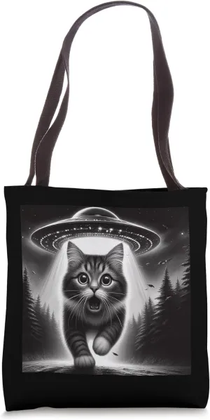 UFO Abduction Cat - Kitty Alien Encounter for Cat Moms & Dad Tote Bag