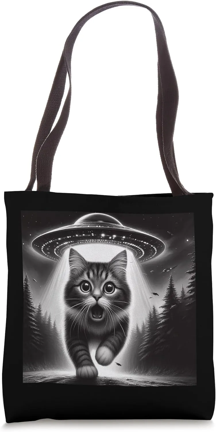 UFO Abduction Cat - Kitty Alien Encounter for Cat Moms & Dad Tote Bag