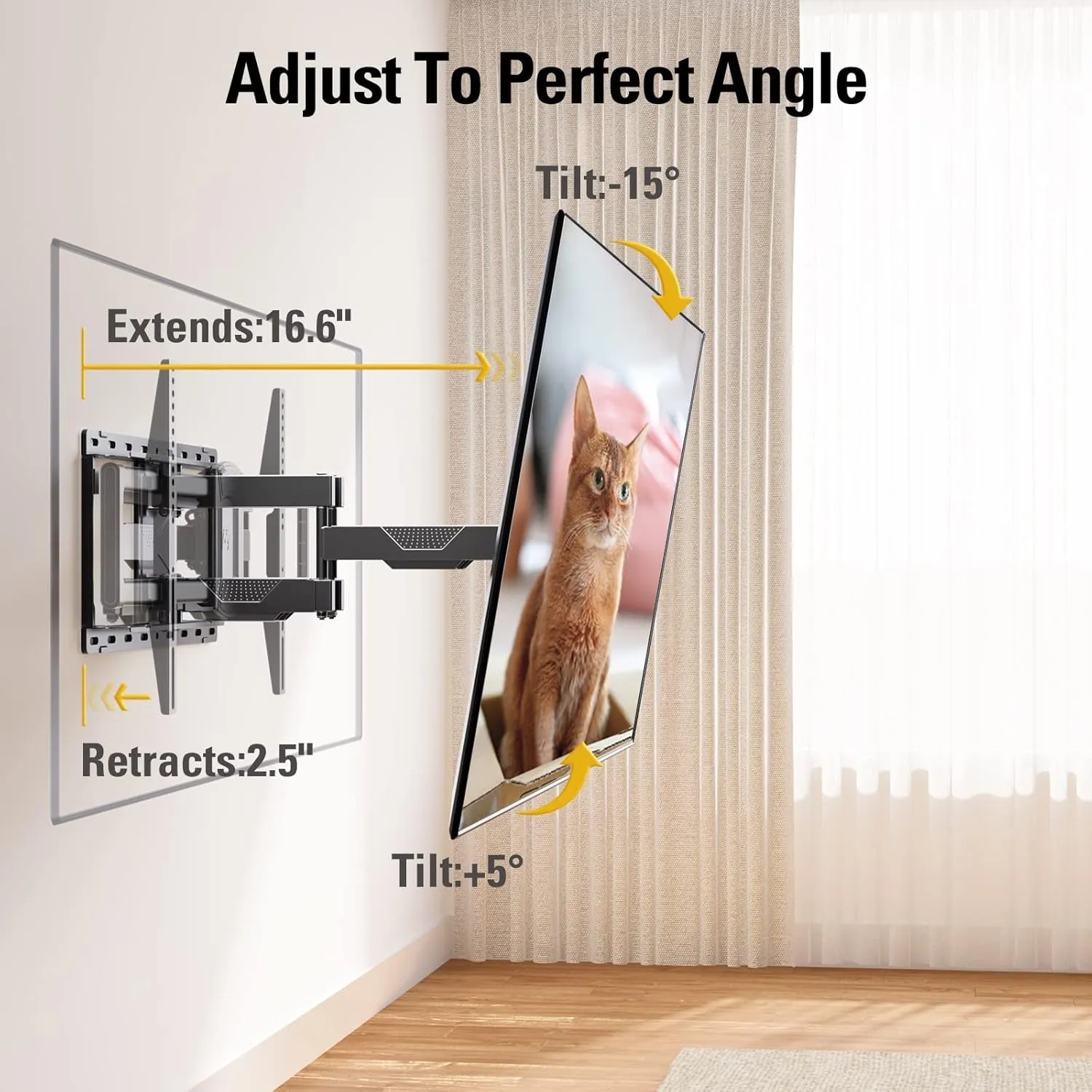 UL Listed TV Wall Mount for Most 42-84 Inch TV, Full Motion TV Mount with Swivel and Tilt, TV Bracket with Articulating Dual Arms, Fits 16Inch Studs, Max VESA 600X400 Mm, 100 Lbs,Md2617
