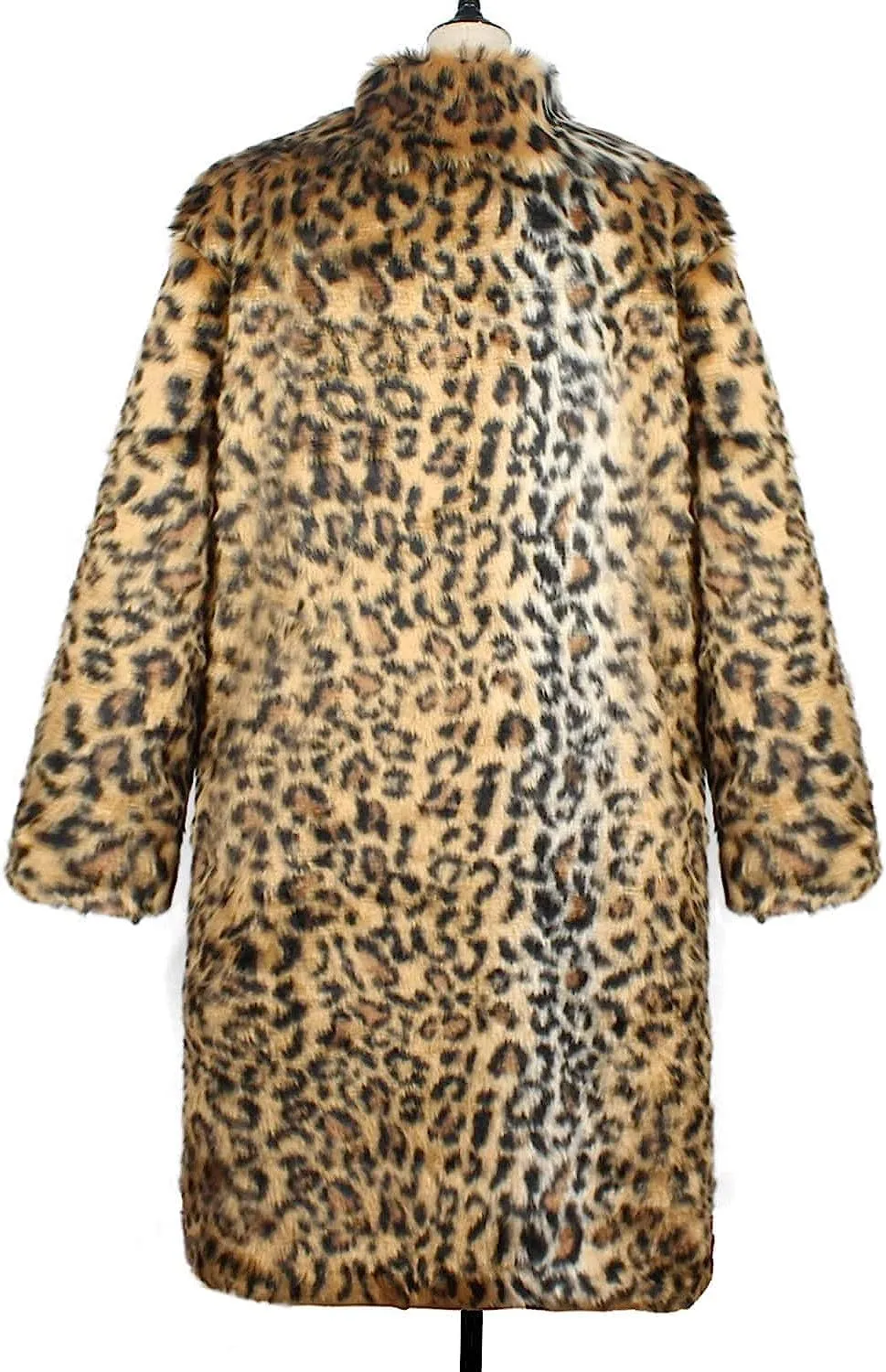 UMREN Mens Faux Fur Coat Long Black Jacket Warm Furry Overcoat Outwear