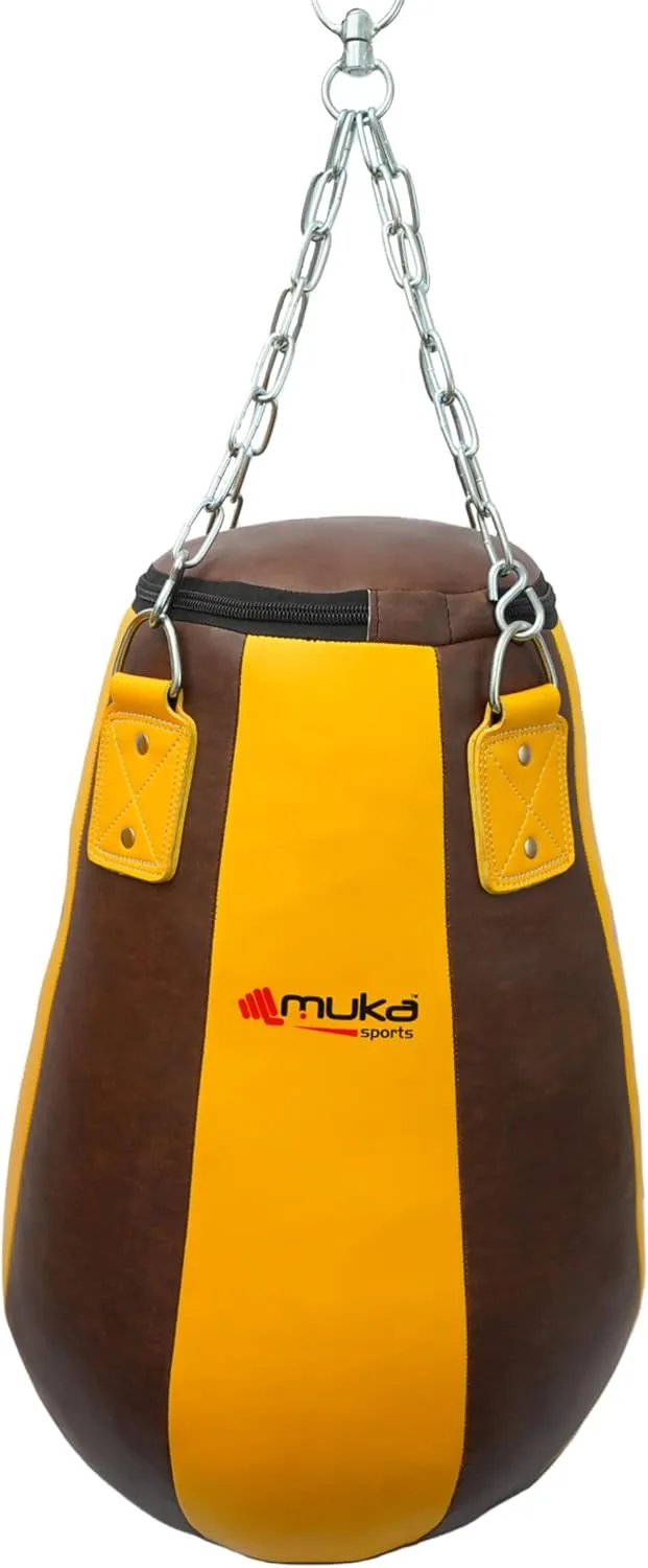 Unfilled Faux Leather Heavy Punching Bag for Men & Women Maize Pear Shape MMA, Boxing, Kickboxing, Muay Thai, Karate Training Bag
