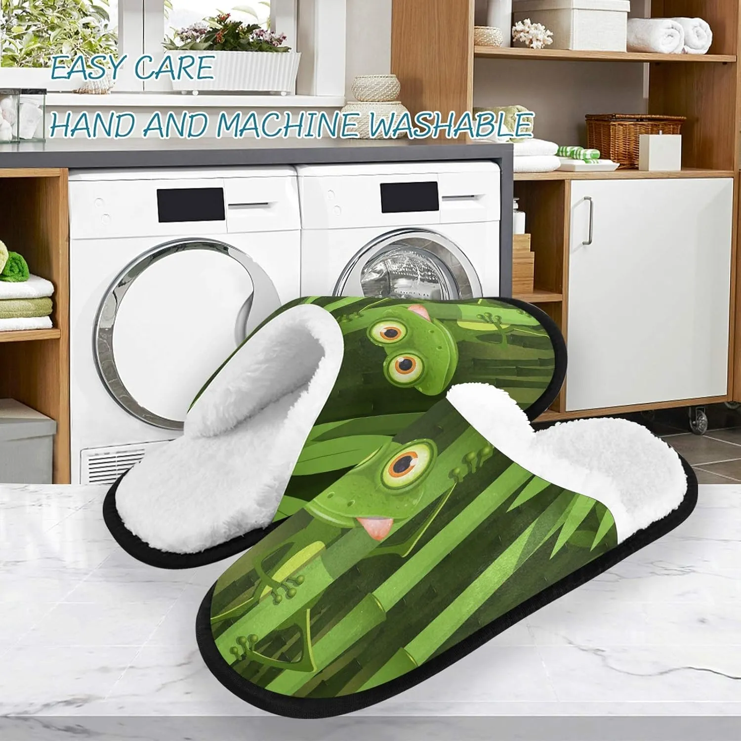 Unisex Slippers Fuzzy Feet Plush Cotton Slippers Anti-Slip Warm House Shoes M/L