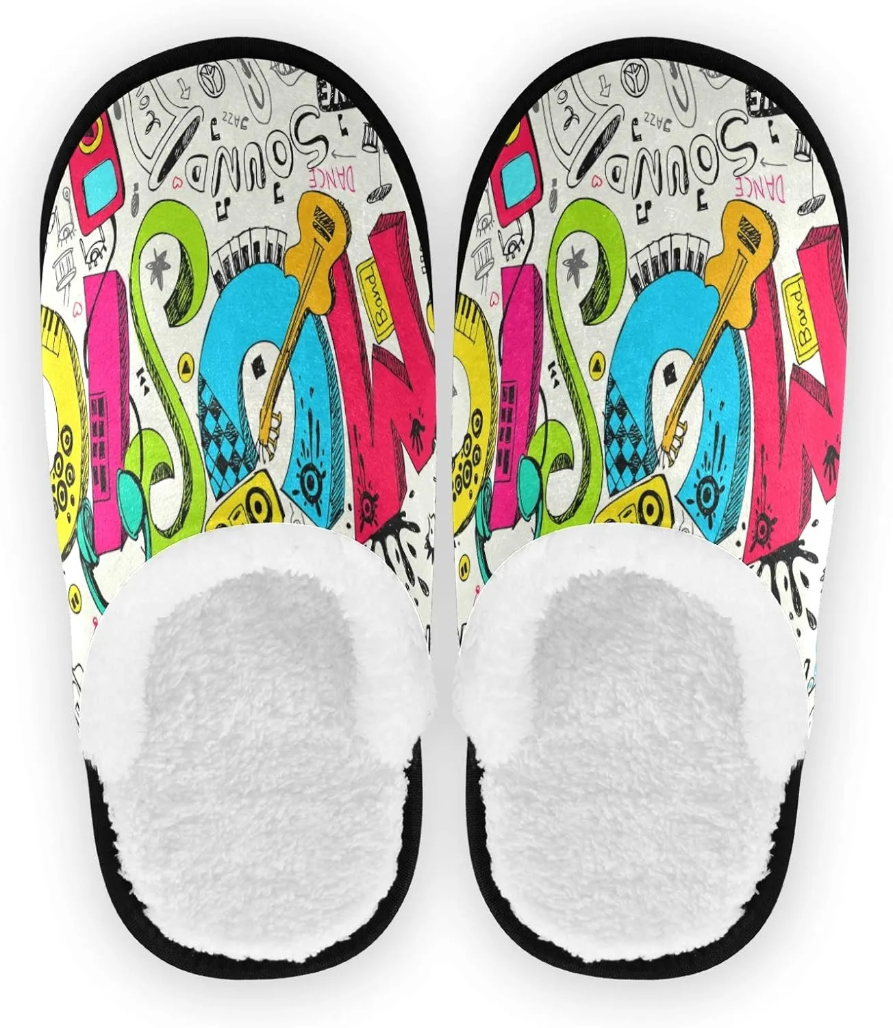 Unisex Slippers Fuzzy Feet Plush Cotton Slippers Anti-Slip Warm House Shoes M/L