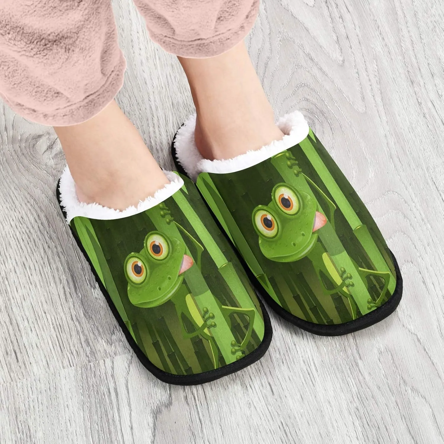 Unisex Slippers Fuzzy Feet Plush Cotton Slippers Anti-Slip Warm House Shoes M/L