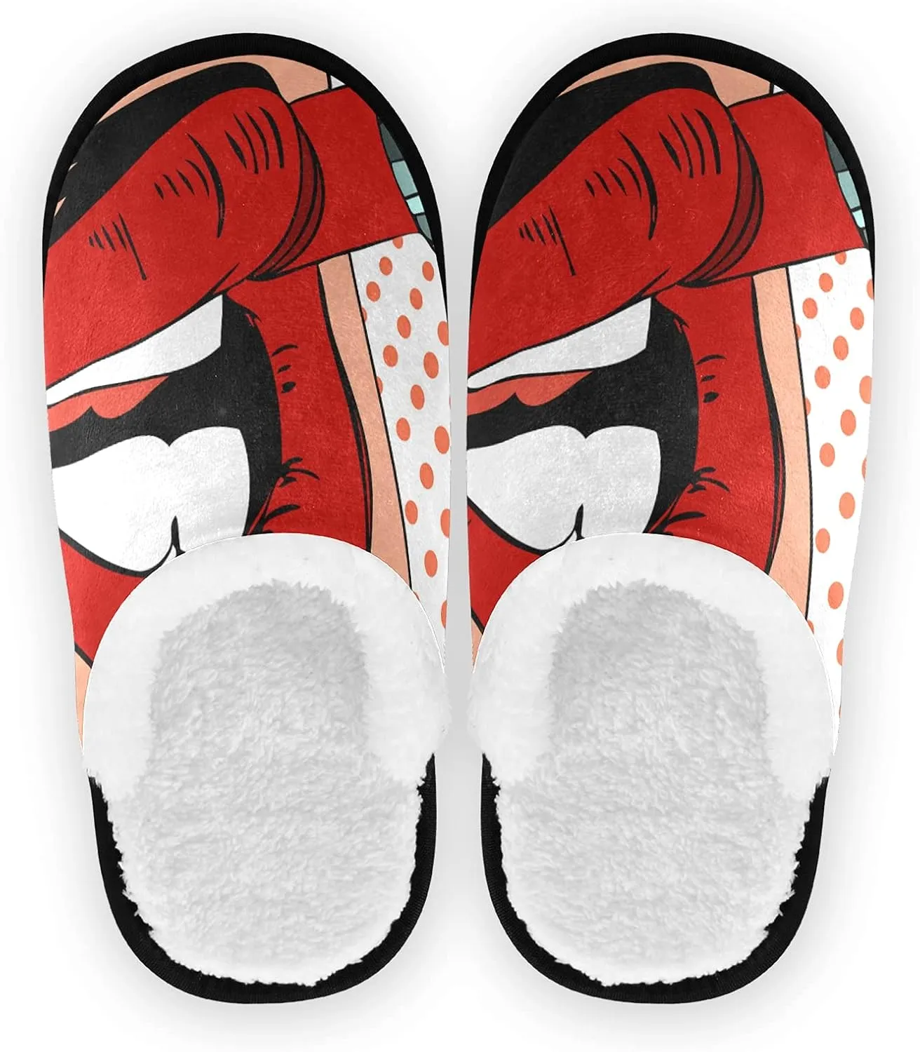 Unisex Slippers Fuzzy Feet Plush Slippers Anti-Slip Warm House Shoes M/L
