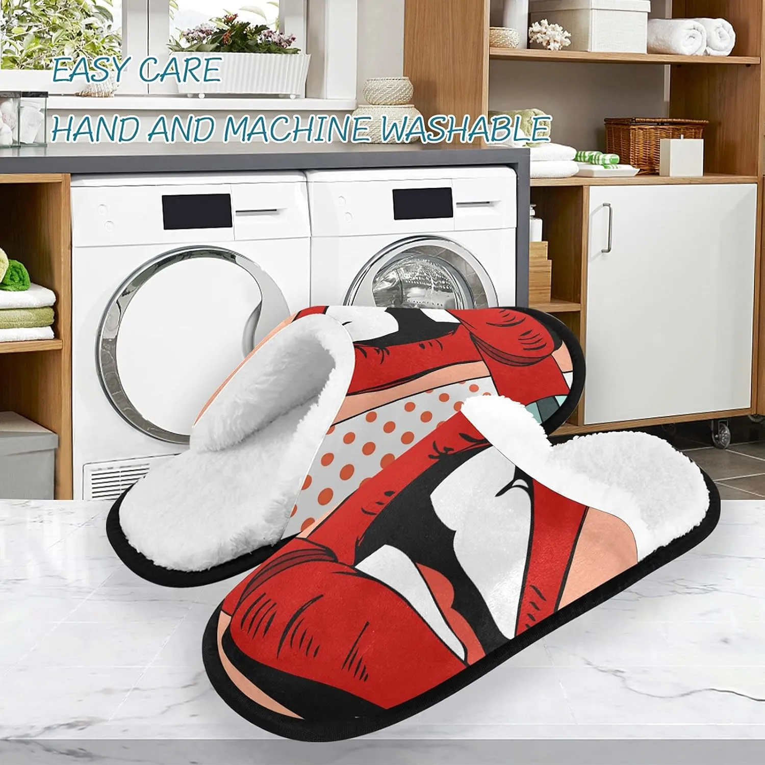 Unisex Slippers Fuzzy Feet Plush Slippers Anti-Slip Warm House Shoes M/L