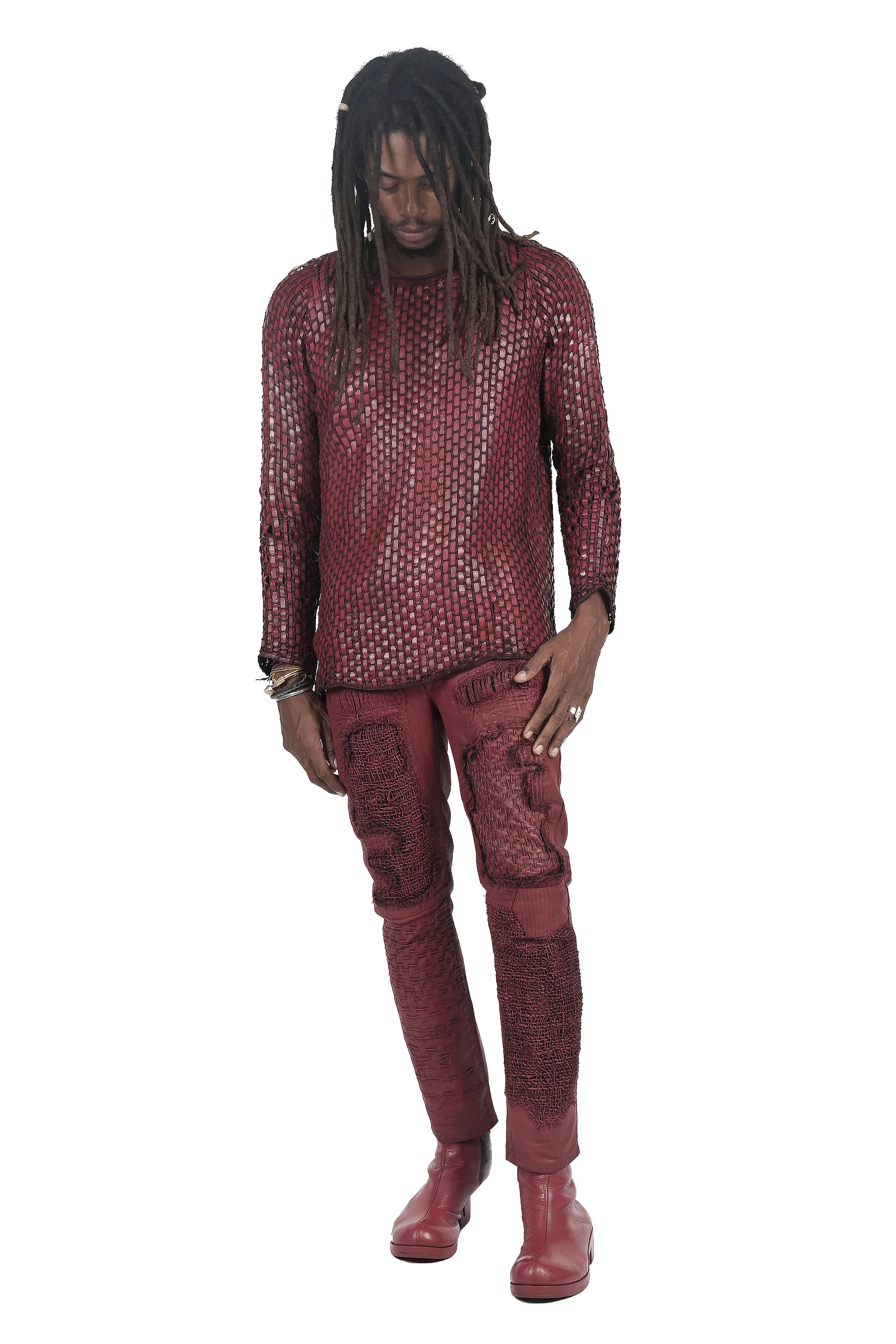 UNZEN PANTS RED-WAXED
