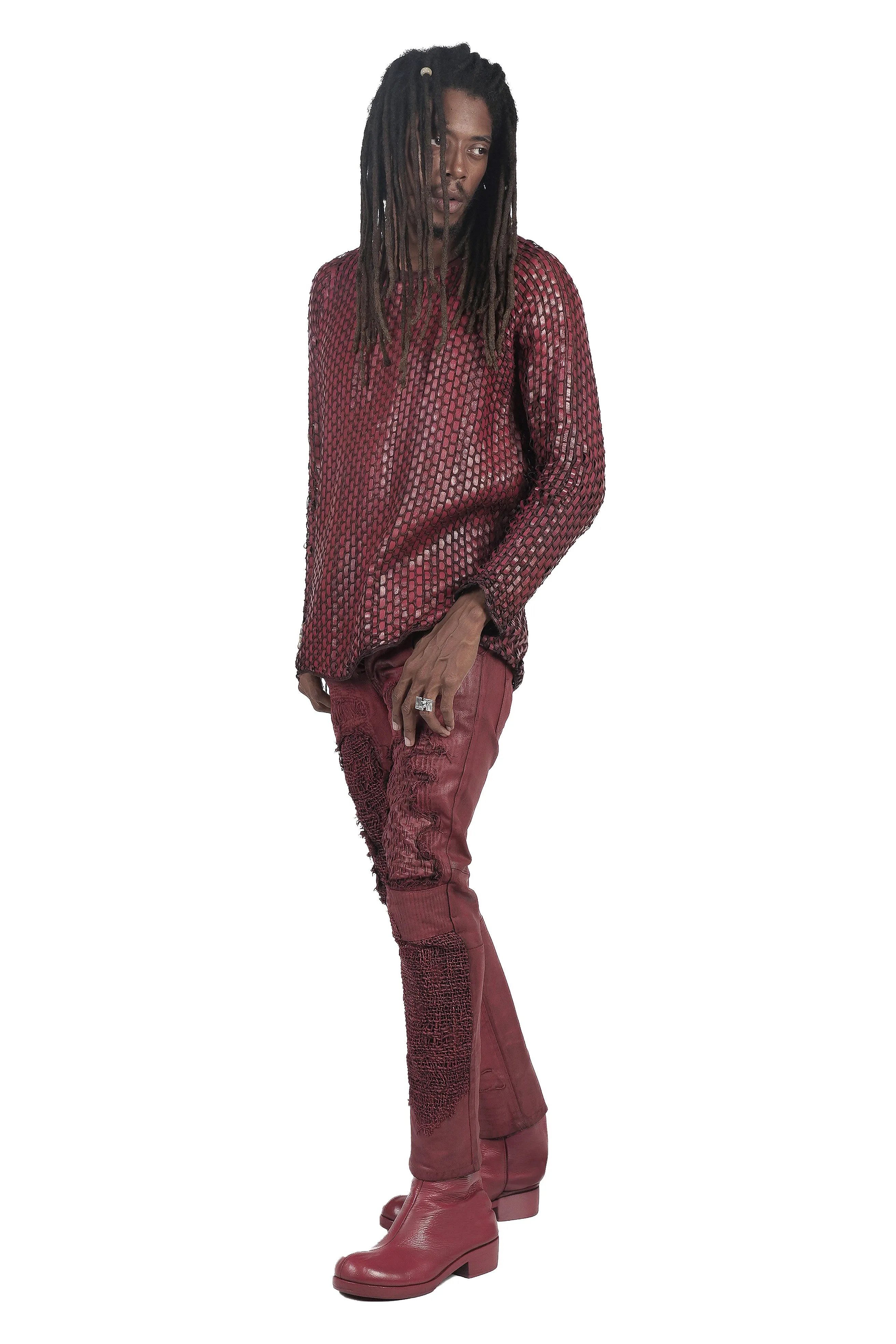 UNZEN PANTS RED-WAXED