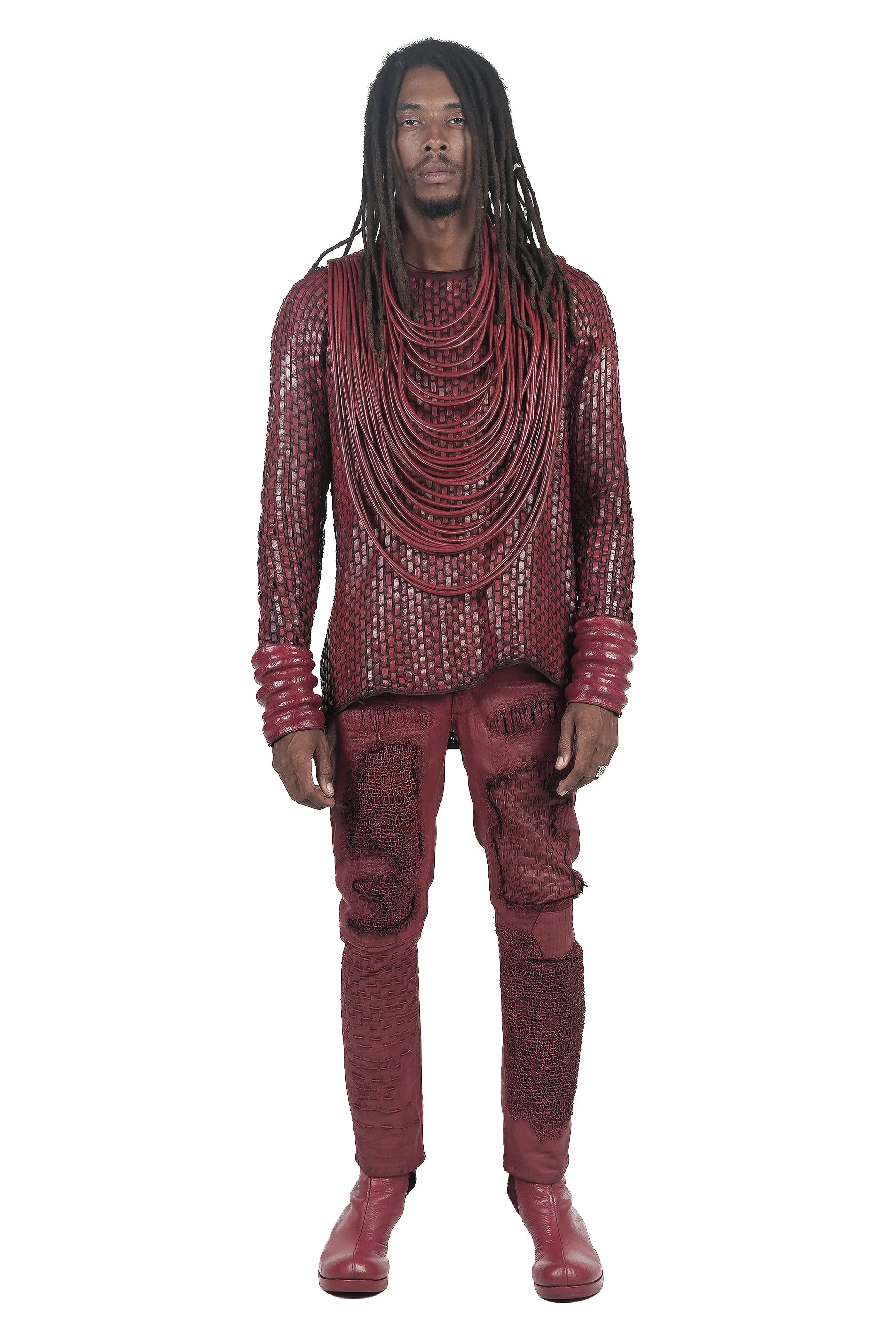 UNZEN PANTS RED-WAXED
